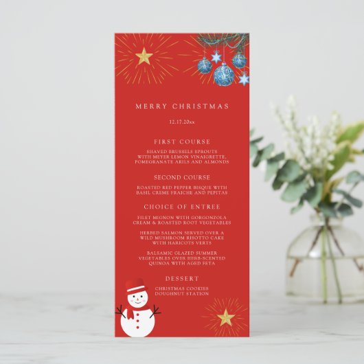Frohe Weihnachtsfeier Menükarte (Stehend Vorderseite)