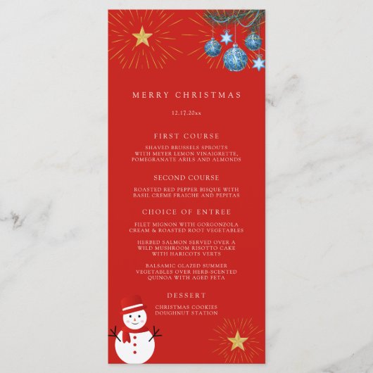 Frohe Weihnachtsfeier Menükarte (Vorderseite)