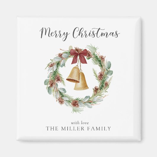 Frohe Weihnachtsfeier mit goldenen Glocken Magnet (Vorne)