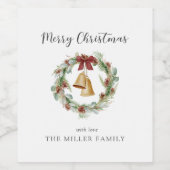 Frohe Weihnachtsfeier mit goldenen Glocken. Weinetikett (Einzelnes Label)