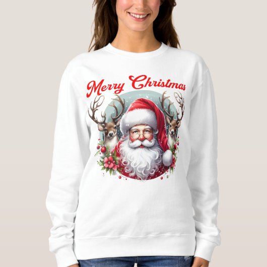 Frohe Weihnachtsfeier mit Rentier Sweatshirt (Vorderseite)