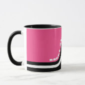 Frohe Weihnachtsfeier mit rosa und schwarzen Ornam Tasse (Links)