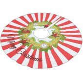 Frohe Weihnachtsfeier mit Streifen Polyester Weihnachtsbaumdecke (Schrägansicht)