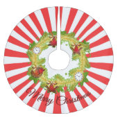 Frohe Weihnachtsfeier mit Streifen Polyester Weihnachtsbaumdecke (Vorderseite)