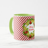 Frohe Weihnachtsfeier mit Streifen Tasse (Vorderseite Links)