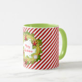 Frohe Weihnachtsfeier mit Streifen Tasse (VorderseiteRechts)