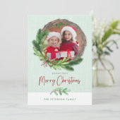 Frohe Weihnachtsfeier Modernes Foto Feiertagskarte (Stehend Vorderseite)