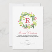 Frohe Weihnachtsfeier Monogram Feiertagskarte (Vorderseite)