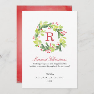 Frohe Weihnachtsfeier Monogram Feiertagskarte