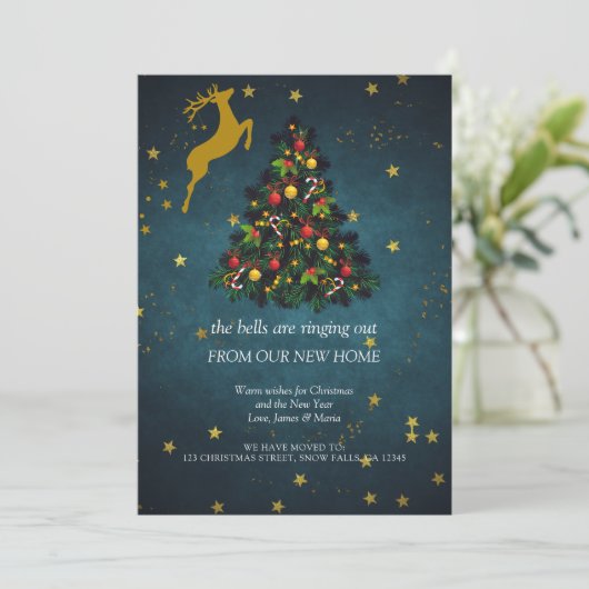 Frohe Weihnachtsfeier Neue Zuhause Moving Ankündigung (Stehend Vorderseite)