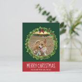Frohe Weihnachtsfeier Niedliche Custom Dog Foto Gr Postkarte (Stehend Vorderseite)