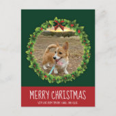 Frohe Weihnachtsfeier Niedliche Custom Dog Foto Gr Postkarte (Vorderseite)