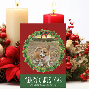 Frohe Weihnachtsfeier Niedliche Custom Dog Foto Re Feiertagskarte
