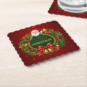 Frohe Weihnachtsfeier Papier Untersetzer Editable
