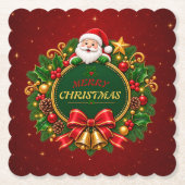 Frohe Weihnachtsfeier Papier Untersetzer Editable (Vorderseite)