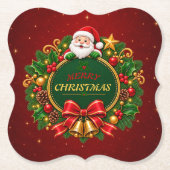 Frohe Weihnachtsfeier Papier Untersetzer Editable (Vorderseite)