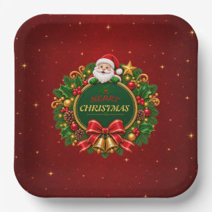Frohe Weihnachtsfeier Papierplatten Editierbar Pappteller