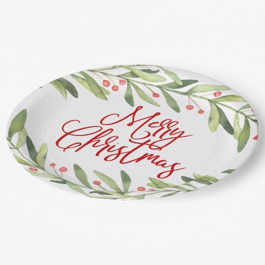 Frohe Weihnachtsfeier Pappteller (Schrägansicht)