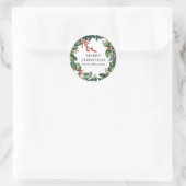 Frohe Weihnachtsfeier Personalisiert Red Bow Green Runder Aufkleber (Tasche)