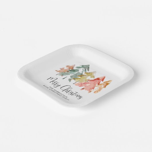 Frohe Weihnachtsfeier Pine Trees Holiday Party Pappteller (Gewinkelt)