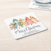 Frohe Weihnachtsfeier Pine Trees Holiday Party Rechteckiger Pappuntersetzer (angewinkelt)