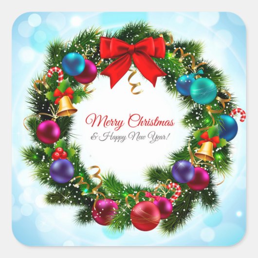 Frohe Weihnachtsfeier Quadratischer Aufkleber (Vorderseite)