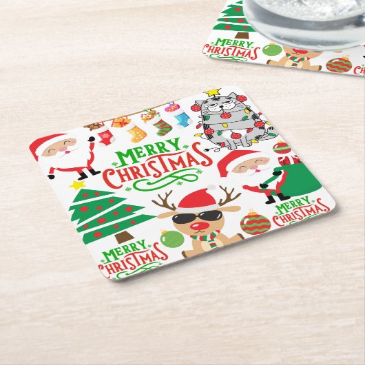 Frohe Weihnachtsfeier Rechteckiger Pappuntersetzer (angewinkelt)