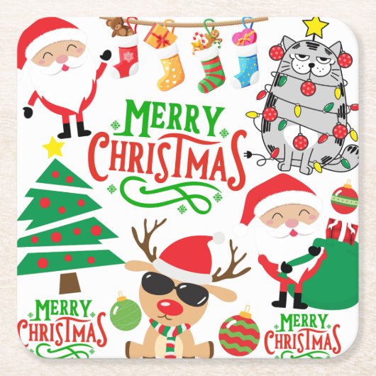 Frohe Weihnachtsfeier Rechteckiger Pappuntersetzer (Vorderseite)