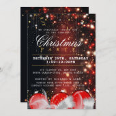 Frohe Weihnachtsfeier Red Gold Baubles Einladung (Vorne/Hinten)