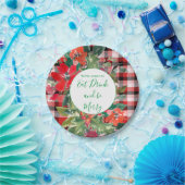 Frohe Weihnachtsfeier Red Kariert Green Pappteller (Party)