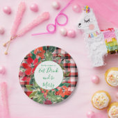 Frohe Weihnachtsfeier Red Kariert Green Pappteller (Party)