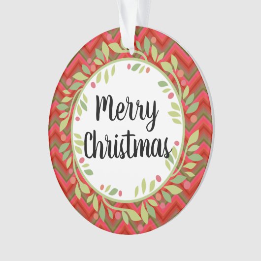 Frohe Weihnachtsfeier Retro Red Classic Runde Ornament (Vorderseite)