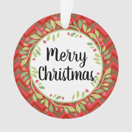 Frohe Weihnachtsfeier Retro Red Classic Runde Ornament (Vorderseite)