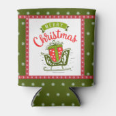 Frohe Weihnachtsfeier Rote grüne Schneeflocke Dosenkühler (Vorderseite)