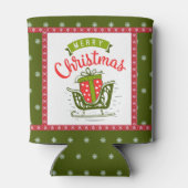 Frohe Weihnachtsfeier Rote grüne Schneeflocke Dosenkühler (Rückseite)