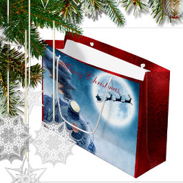 Frohe Weihnachtsfeier Rotes Imitat Foil Große Geschenktüte