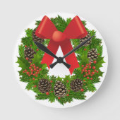 Frohe Weihnachtsfeier Runde Wanduhr (Vorderseite)