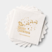 Frohe Weihnachtsfeier Santa Reindeer Gold Foil Nap Servietten Mit Folie (Insitu (Gestapelt))