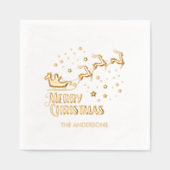 Frohe Weihnachtsfeier Santa Reindeer Gold Foil Nap Servietten Mit Folie (Vorderseite)