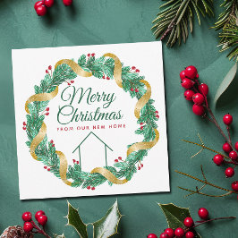 Frohe Weihnachtsfeier Schöne neue Zuhause-Adresse Feiertagskarte