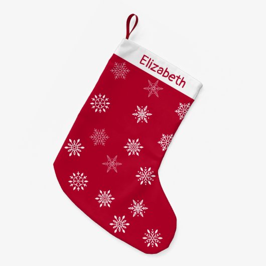 Frohe Weihnachtsfeier Snowflake Muster Individuell Kleiner Weihnachtsstrumpf (Vorderansicht (hängend))