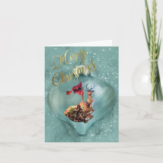 Frohe Weihnachtsfeier Special Rentierzauber Schnee Feiertagskarte (Vorderseite)