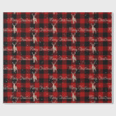 Frohe Weihnachtsfeier und Hirsche auf Kariert Geschenkpapier (Flach)