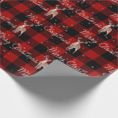 Frohe Weihnachtsfeier und Hirsche auf Kariert Geschenkpapier (Ecke)