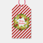 Frohe Weihnachtsfeier und Streifen Geschenkanhänger (Vorderseite)