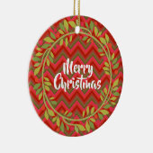 Frohe Weihnachtsfeier und Zickzack Retro Keramik Ornament (Rechts)