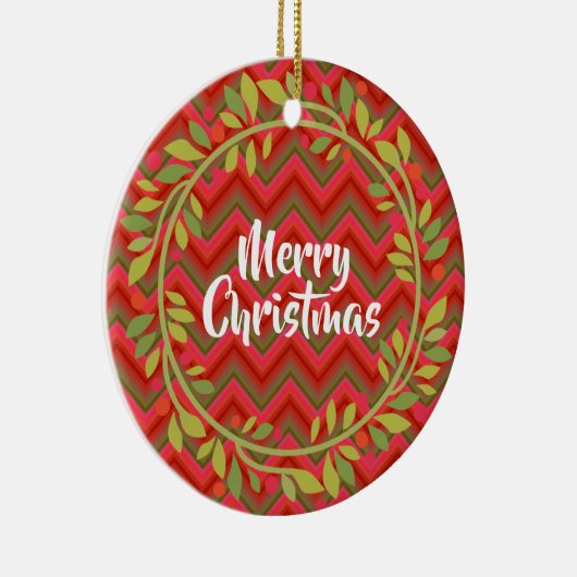 Frohe Weihnachtsfeier und Zickzack Retro Keramik Ornament (Rechts)