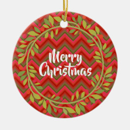 Frohe Weihnachtsfeier und Zickzack Retro Keramik Ornament