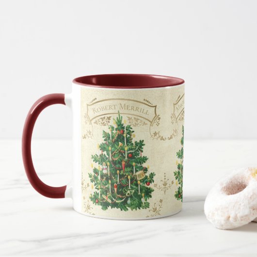 Frohe Weihnachtsfeier Weihnachtsbaum Individuelle Tasse (Mit Donut)