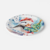 Frohe Weihnachtsfeierliche Gans - Pappteller (Schrägansicht)